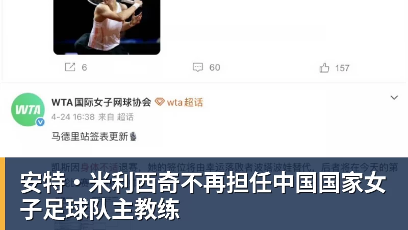九游体育安特·米利西奇不再担任中国国家女子足球队主教练